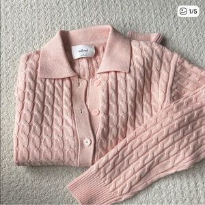 Aritzia Pink Cable Knit Cardigan